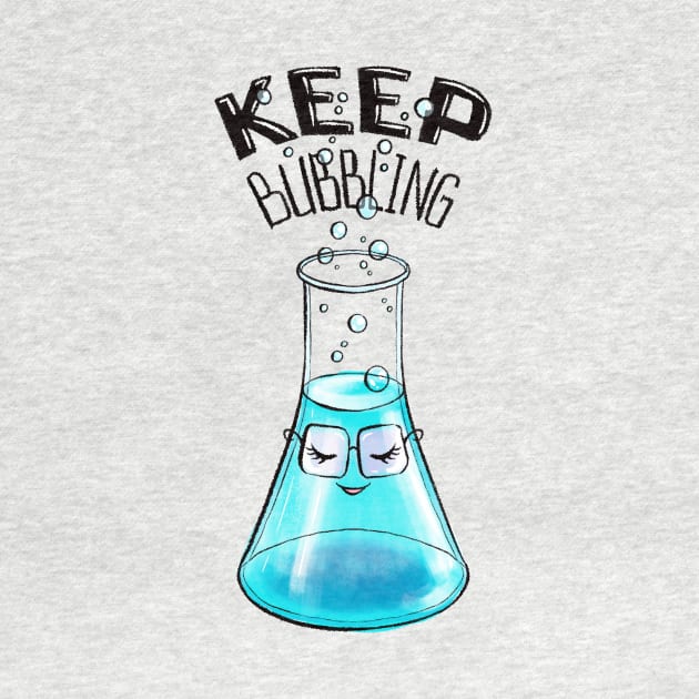 Cute Flask Character Nerdy Chemistry Lab Art by Boriana Giormova